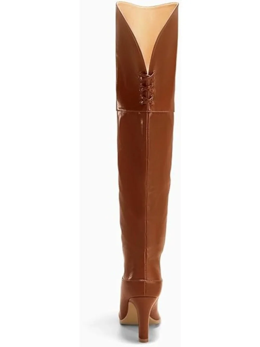 Coutgo Size 9.5 Boots Thigh High Light Brown Wide Calf Over The Knee Pointed Toe